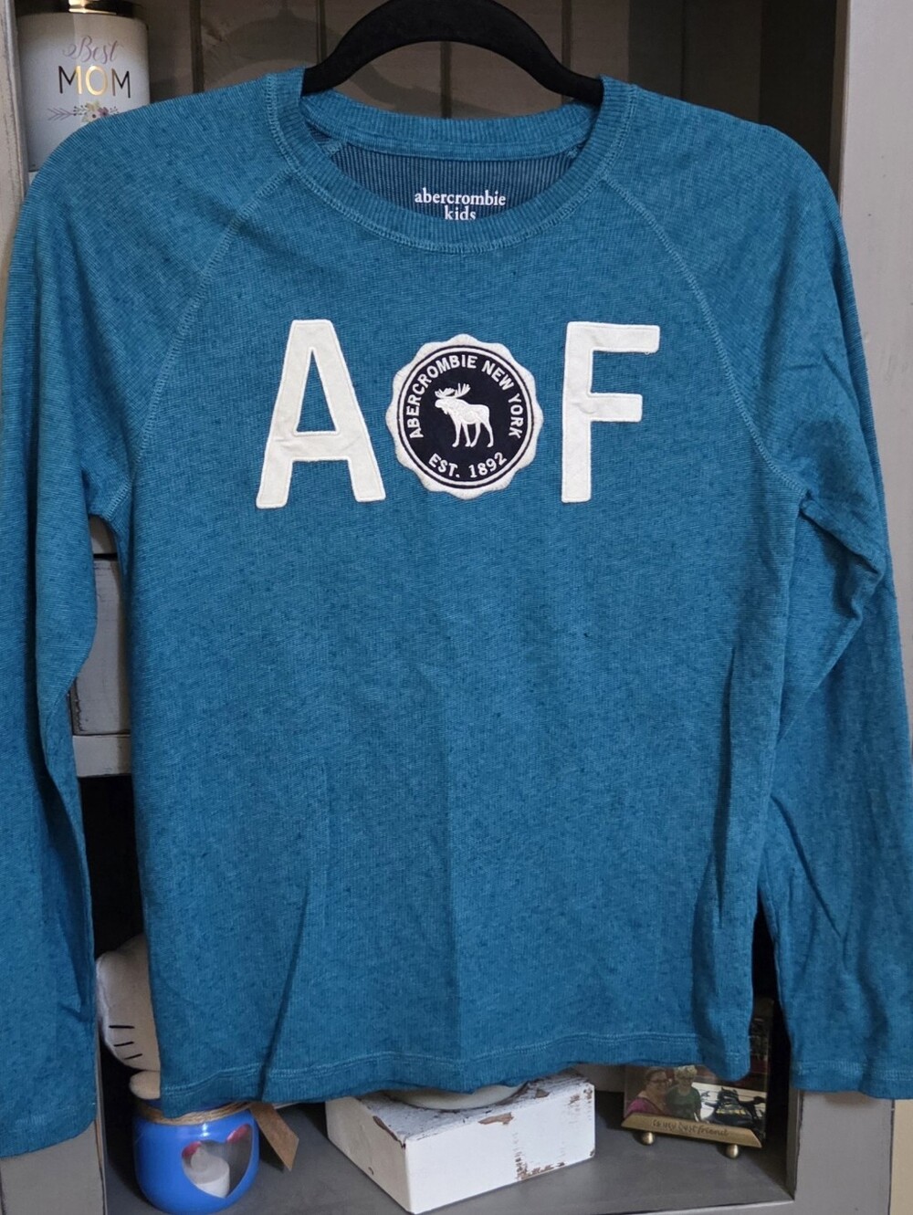 Abercrombie Boys teal long sleeve shirt 11/12